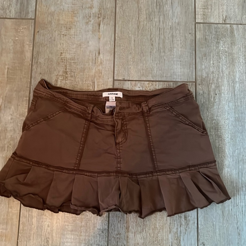Brown micro skirt skort small GARAGE